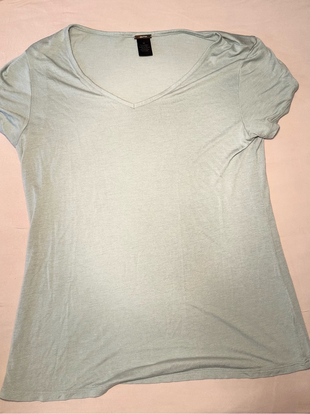 Magaschoni Casual Modal & Silk Blend Light Blue V‑Neck Short Sleeve Tee